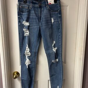 Express Ripped Blue Skinny Jeans